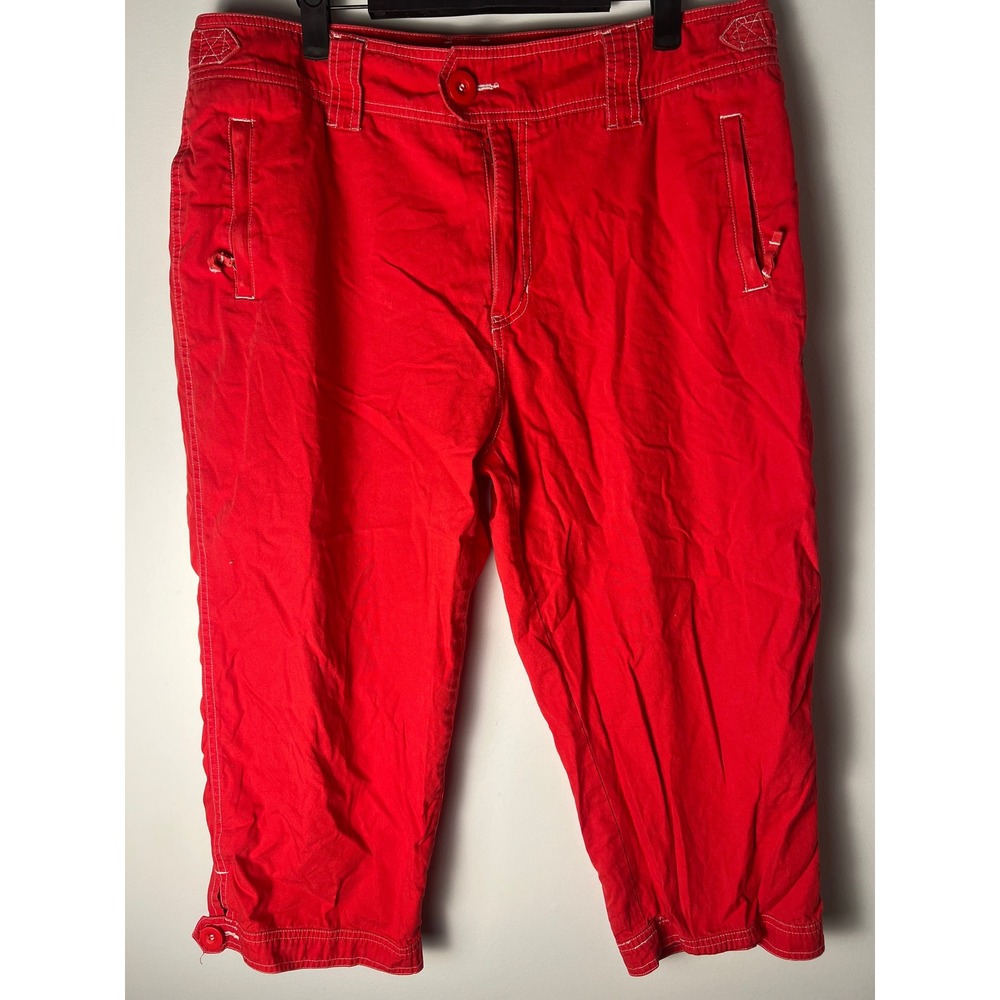 Y2K Khakis International Design Pants W 16 Red Cropped Capri Contrast Grunge Emo